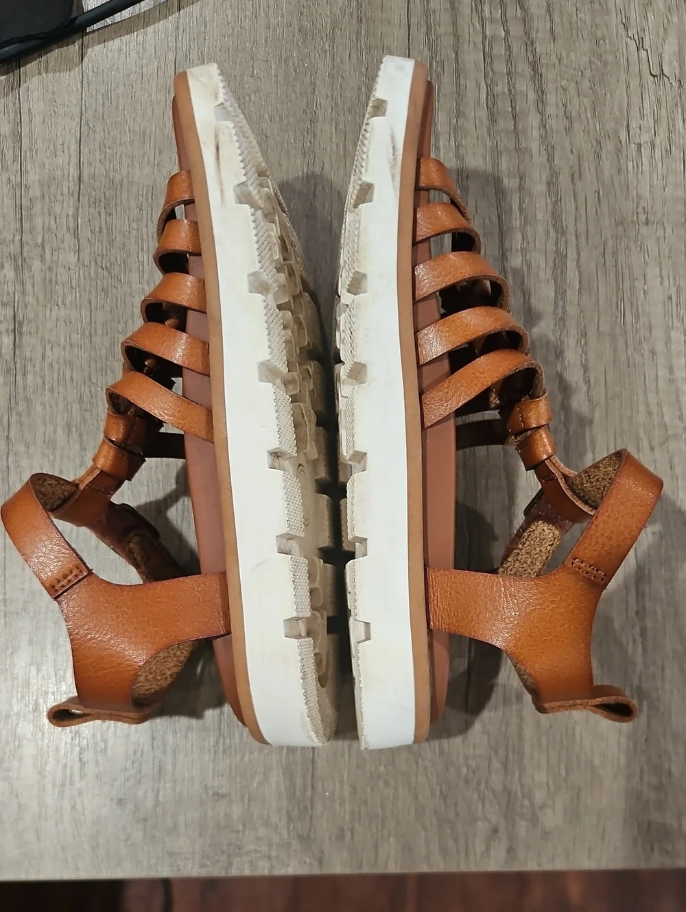 Tan fuax Leathers Gladiator little girl's Sandals - Comfortable Platform size 1